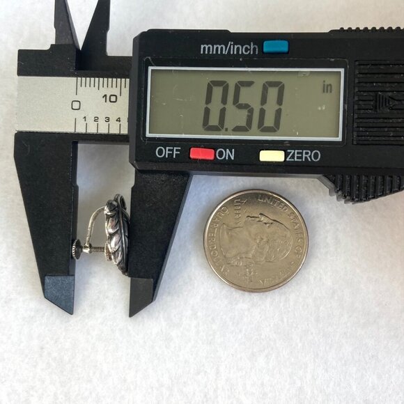 VTG Sterling Silver 925 Leaf Foliage Screwback Earrings - Picture 15 of 16